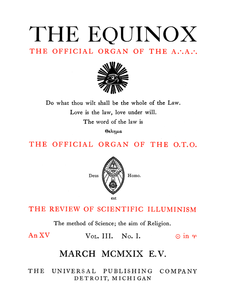 Original scan of The Equinox (Volume III, Number I), PDF page 5