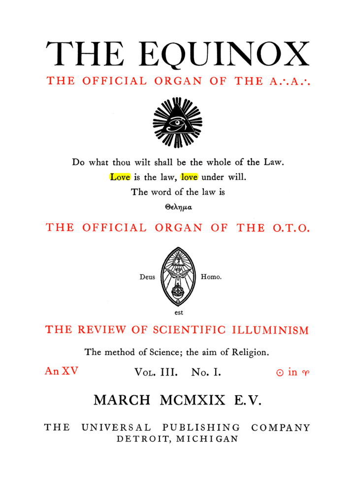 Original scan of The Equinox (Volume III, Number I), PDF page 5