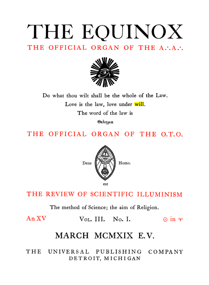 Original scan of The Equinox (Volume III, Number I), PDF page 5