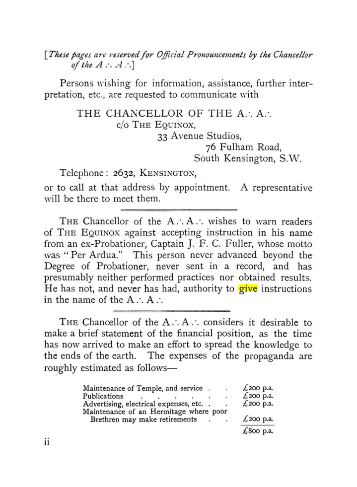 Original scan of The Equinox (Volume I, Number X), PDF page 2
