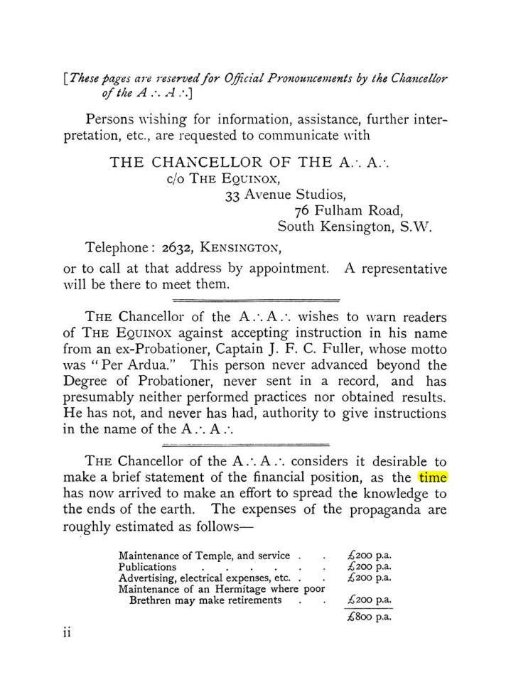 Original scan of The Equinox (Volume I, Number X), PDF page 2