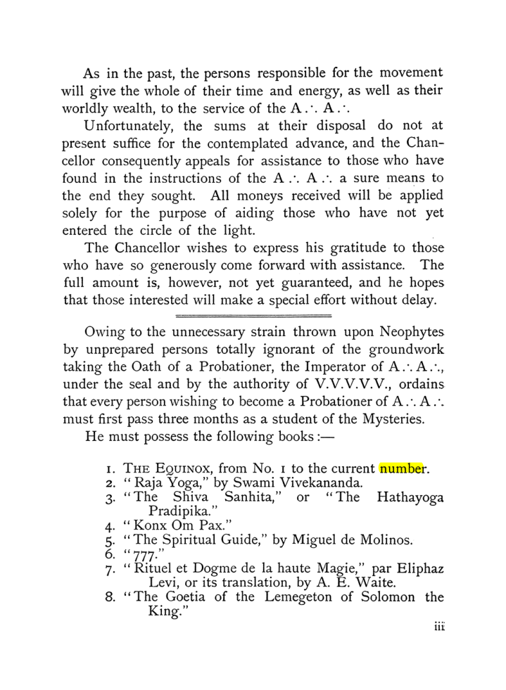 Original scan of The Equinox (Volume I, Number X), PDF page 3