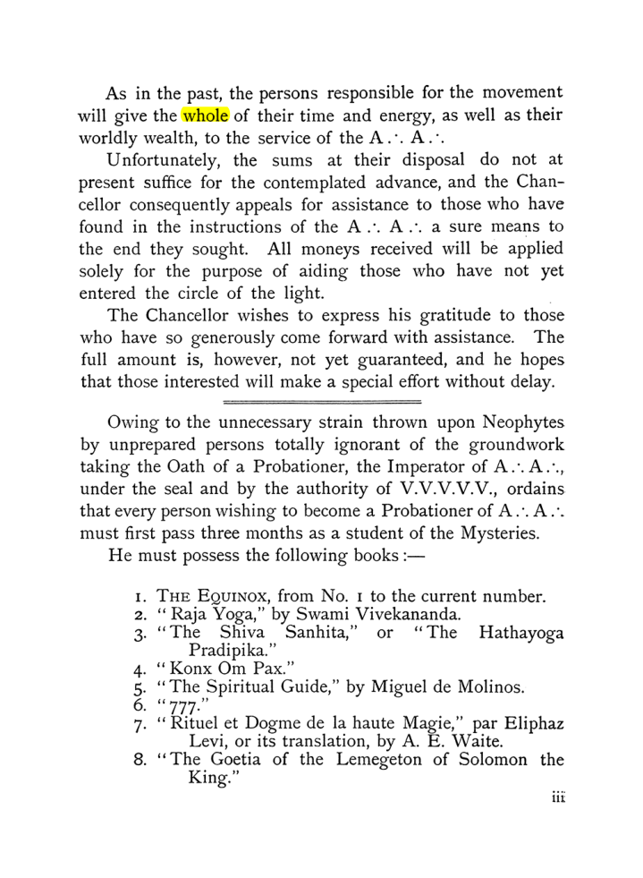 Original scan of The Equinox (Volume I, Number X), PDF page 3