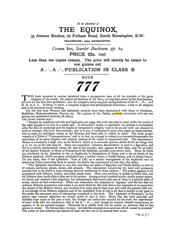 Original scan of The Equinox (Volume I, Number X), PDF page 604