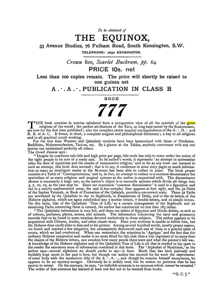 Original scan of The Equinox (Volume I, Number X), PDF page 604