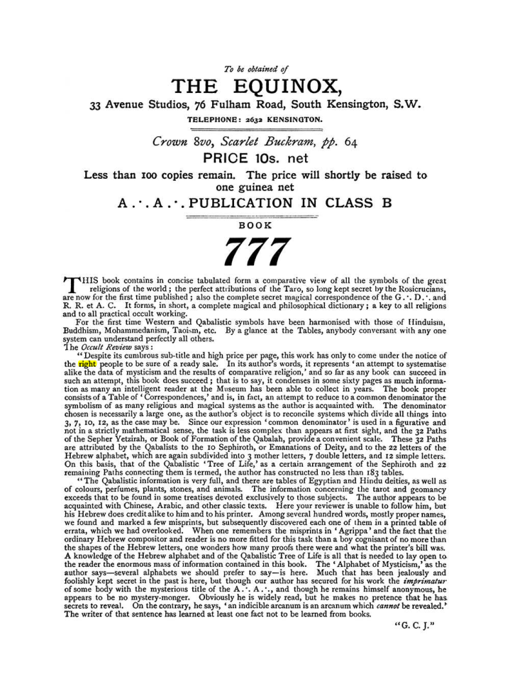 Original scan of The Equinox (Volume I, Number X), PDF page 604