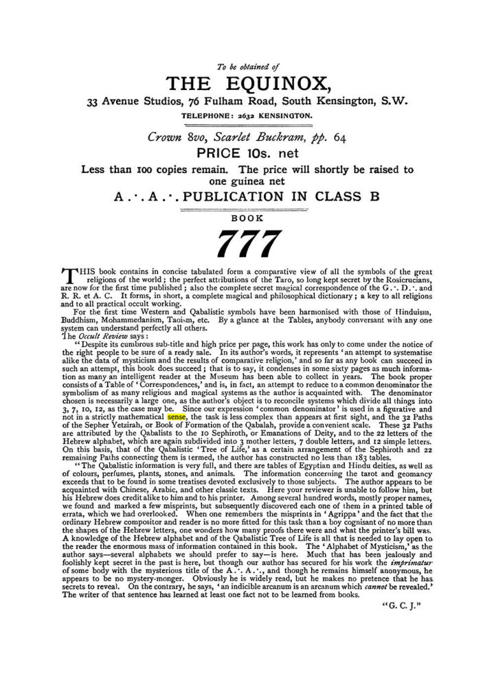 Original scan of The Equinox (Volume I, Number X), PDF page 604