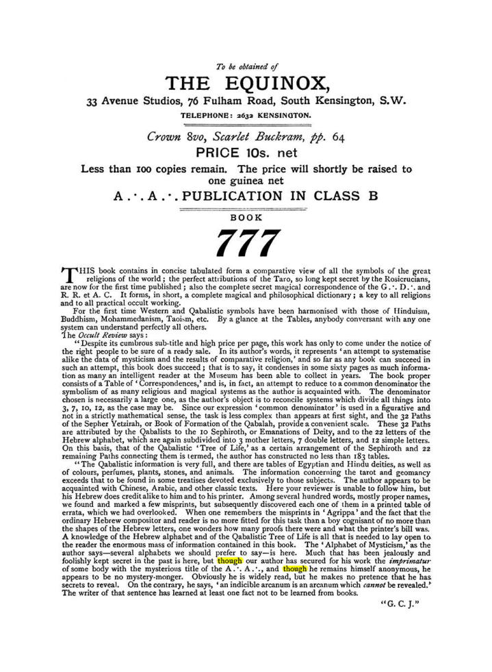 Original scan of The Equinox (Volume I, Number X), PDF page 604