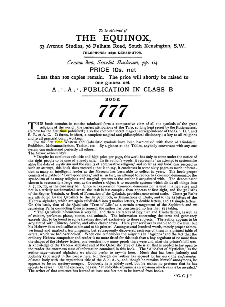 Original scan of The Equinox (Volume I, Number X), PDF page 604