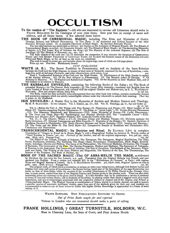 Original scan of The Equinox (Volume I, Number VIII), PDF page 423