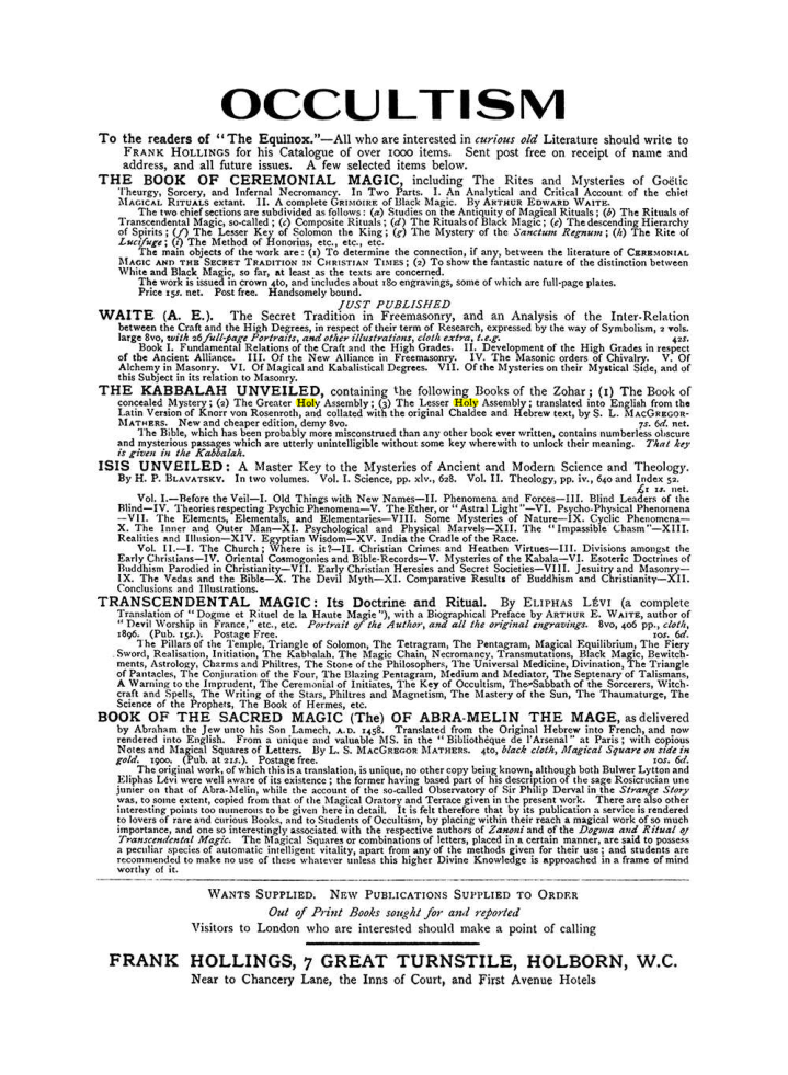 Original scan of The Equinox (Volume I, Number VIII), PDF page 423