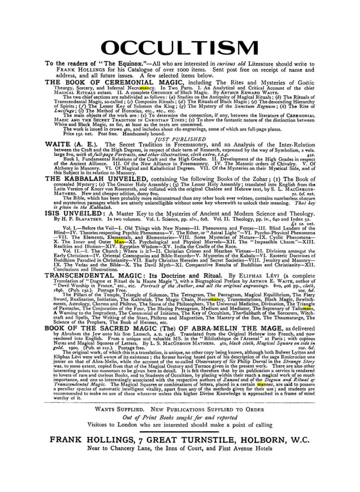 Original scan of The Equinox (Volume I, Number VIII), PDF page 423