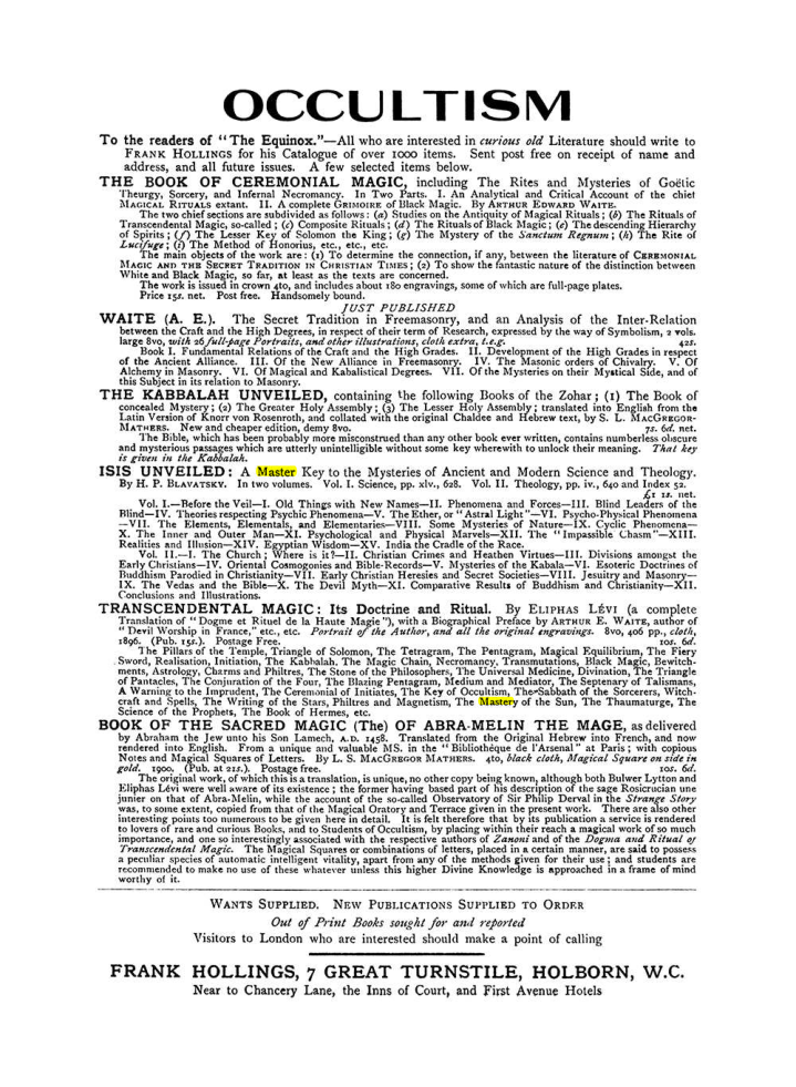 Original scan of The Equinox (Volume I, Number VIII), PDF page 423