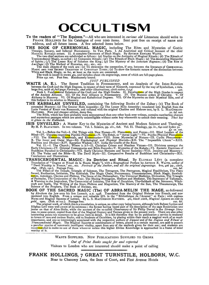 Original scan of The Equinox (Volume I, Number VIII), PDF page 423
