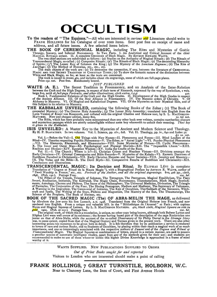 Original scan of The Equinox (Volume I, Number VIII), PDF page 423
