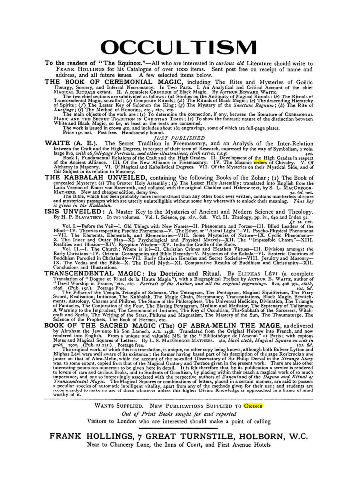 Original scan of The Equinox (Volume I, Number VIII), PDF page 423