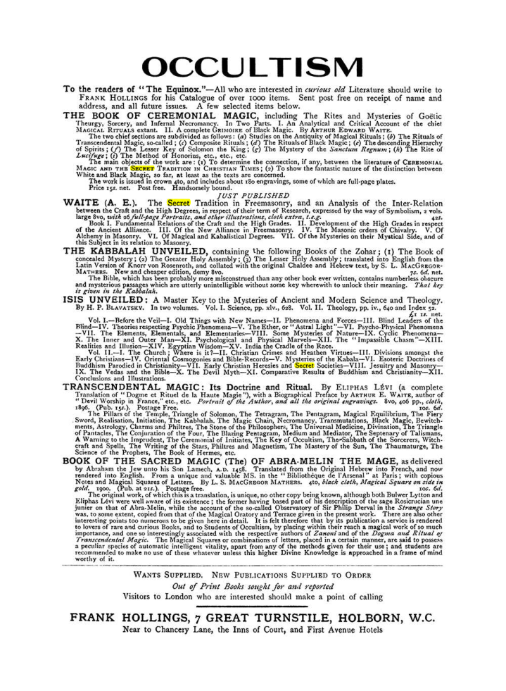 Original scan of The Equinox (Volume I, Number VIII), PDF page 423