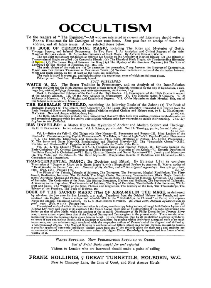 Original scan of The Equinox (Volume I, Number VIII), PDF page 423