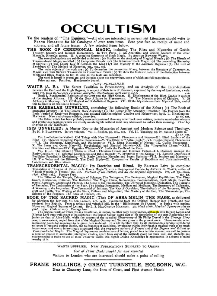 Original scan of The Equinox (Volume I, Number VIII), PDF page 423