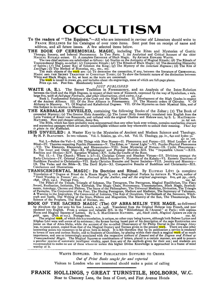 Original scan of The Equinox (Volume I, Number VIII), PDF page 423