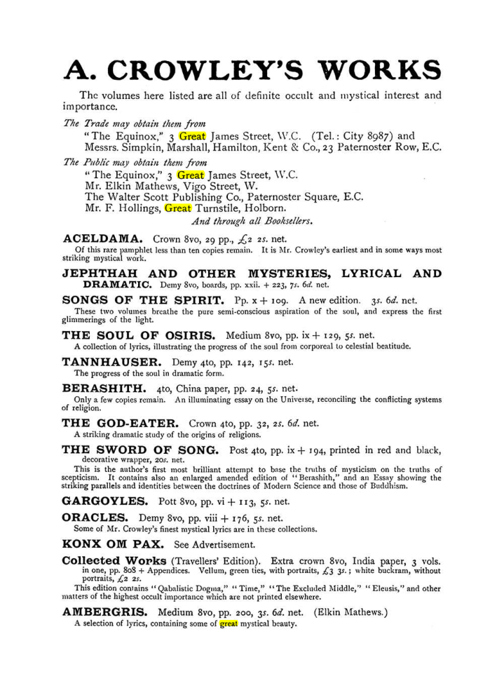 Original scan of The Equinox (Volume I, Number VIII), PDF page 424