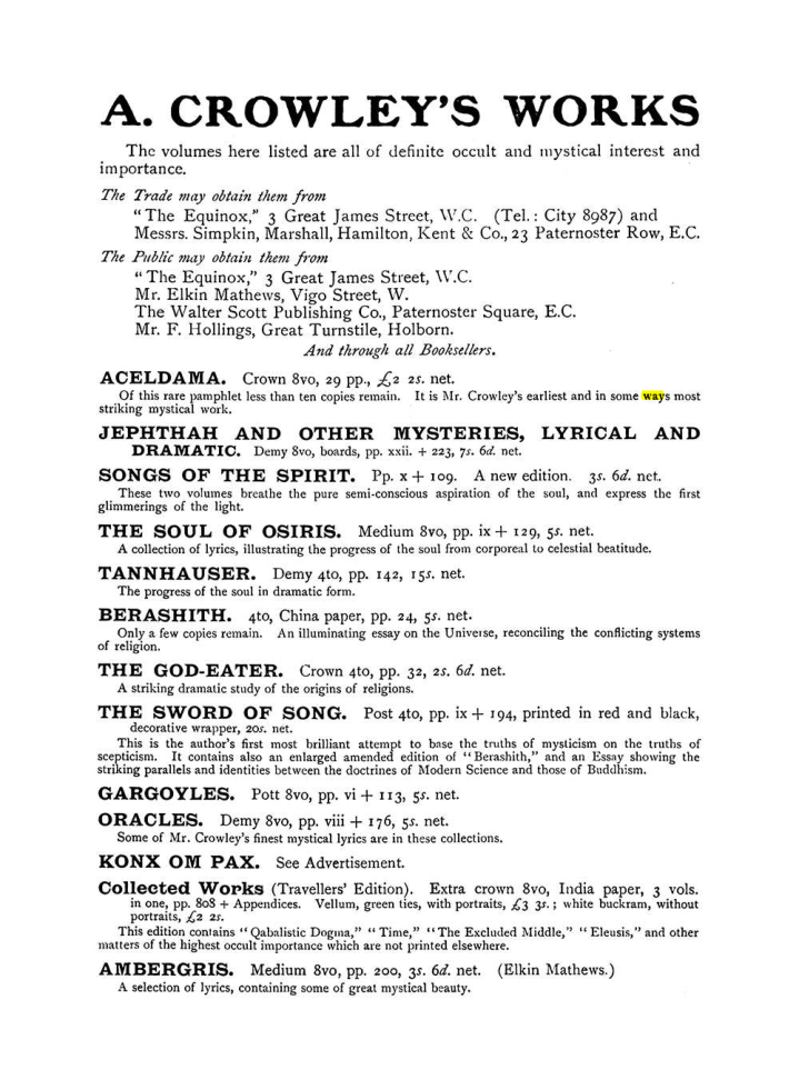 Original scan of The Equinox (Volume I, Number VIII), PDF page 424