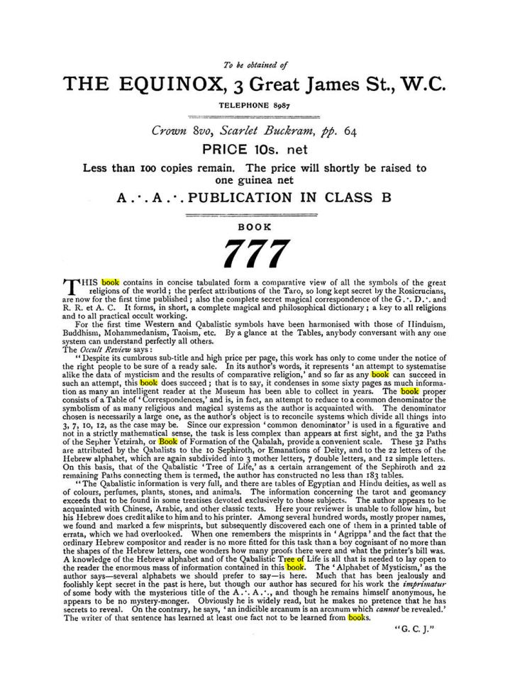 Original scan of The Equinox (Volume I, Number VIII), PDF page 432