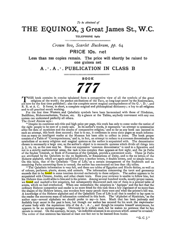 Original scan of The Equinox (Volume I, Number VIII), PDF page 432