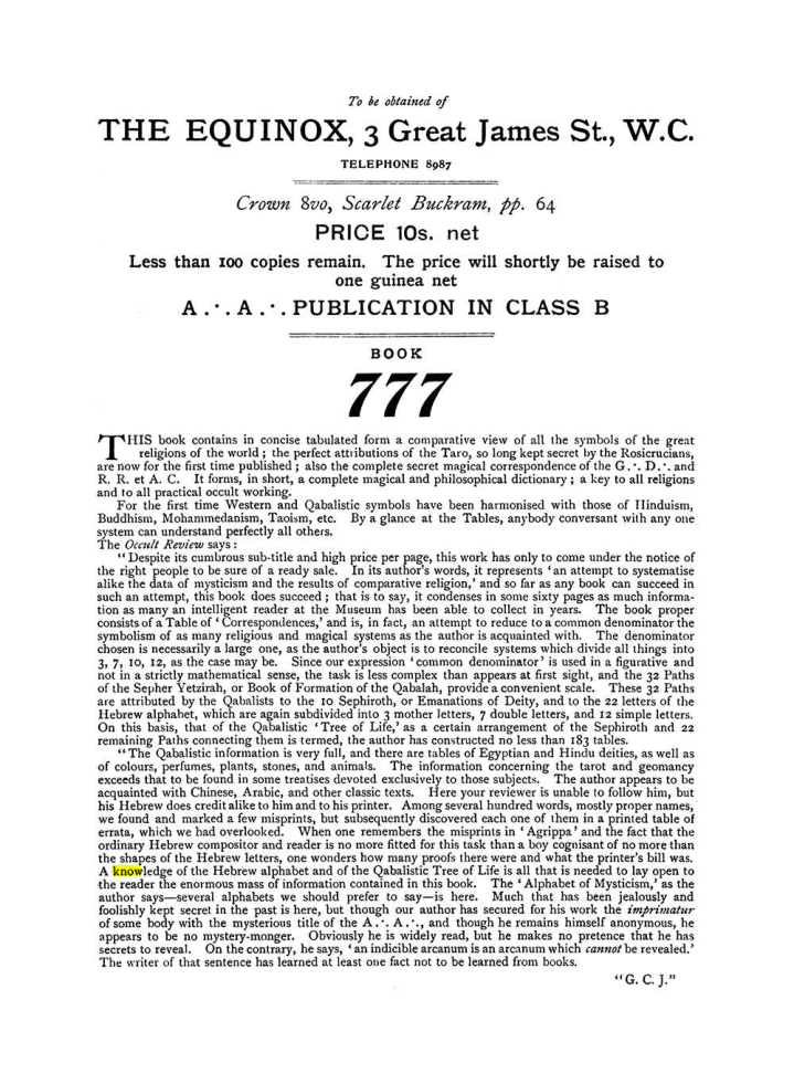 Original scan of The Equinox (Volume I, Number VIII), PDF page 432