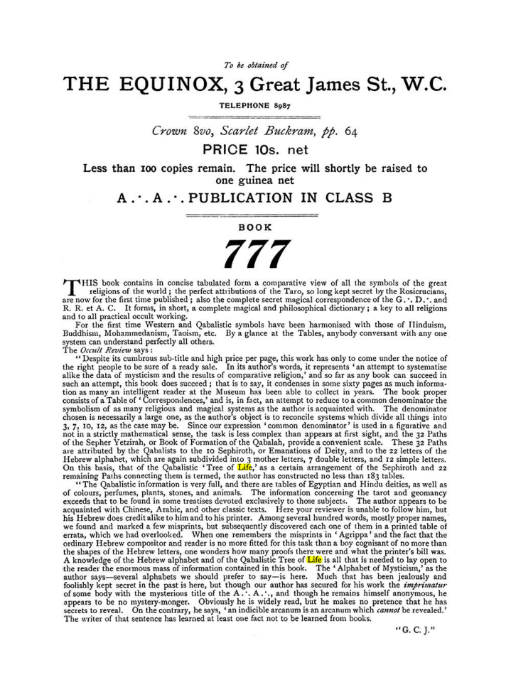 Original scan of The Equinox (Volume I, Number VIII), PDF page 432