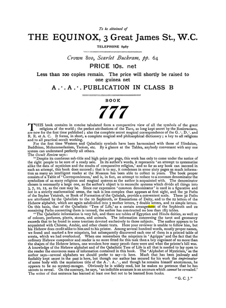 Original scan of The Equinox (Volume I, Number VIII), PDF page 432