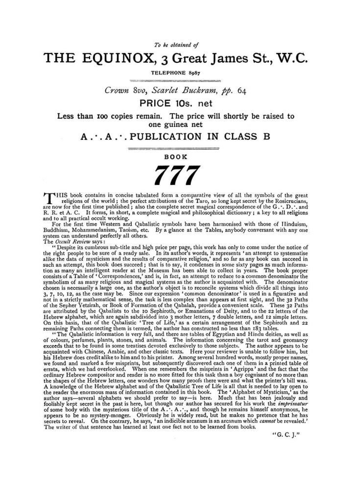 Original scan of The Equinox (Volume I, Number VIII), PDF page 432