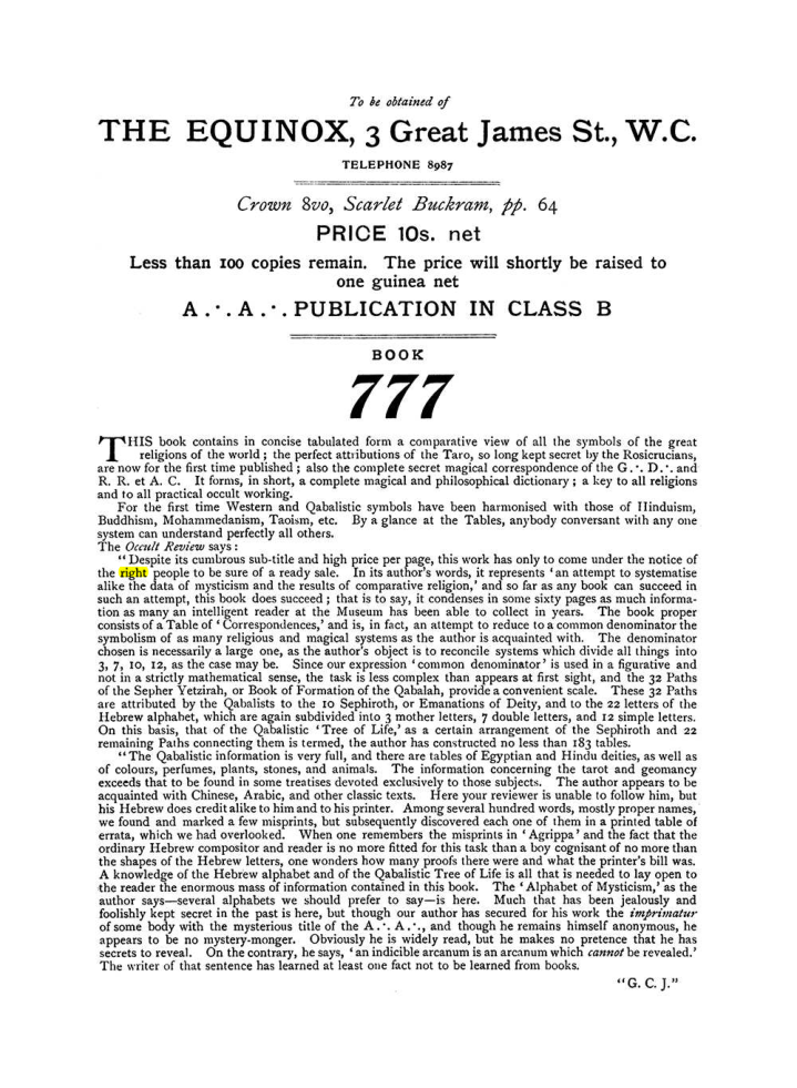Original scan of The Equinox (Volume I, Number VIII), PDF page 432