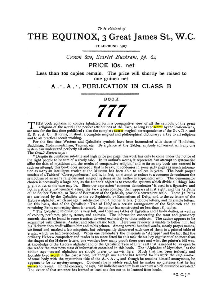 Original scan of The Equinox (Volume I, Number VIII), PDF page 432