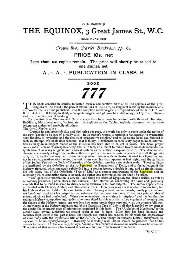 Original scan of The Equinox (Volume I, Number VIII), PDF page 432