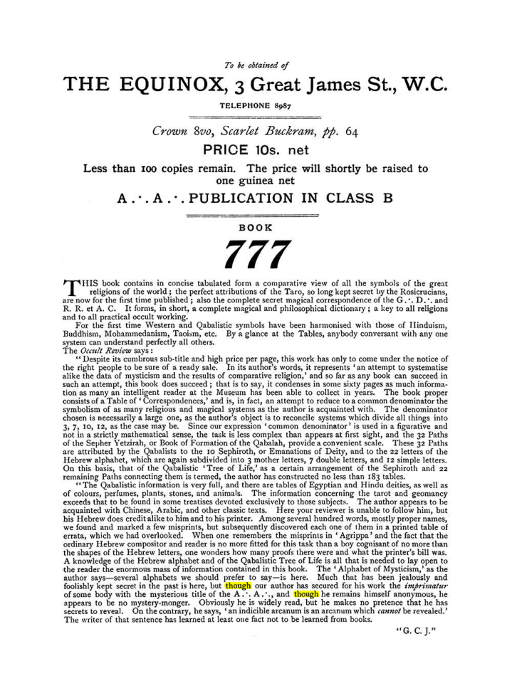 Original scan of The Equinox (Volume I, Number VIII), PDF page 432