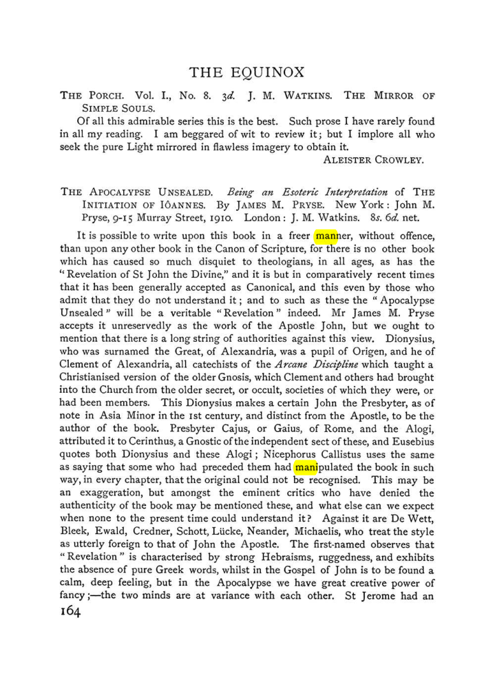 Original scan of The Equinox (Volume I, Number VI), PDF page 172