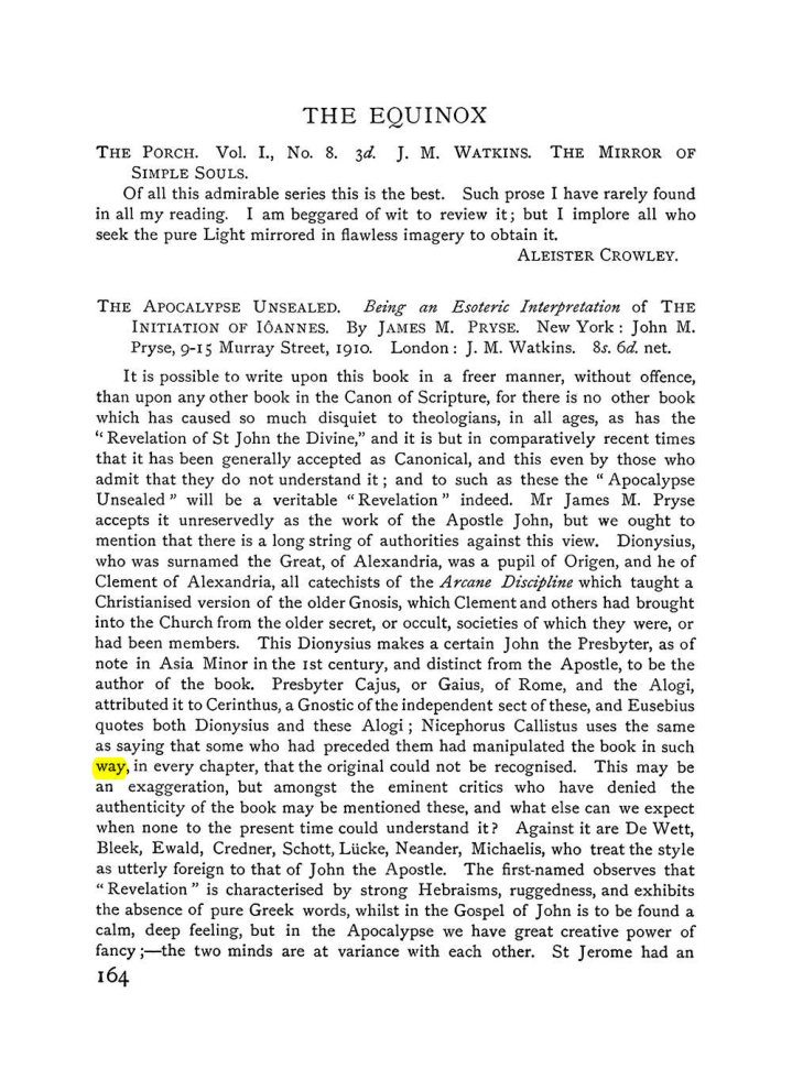 Original scan of The Equinox (Volume I, Number VI), PDF page 172