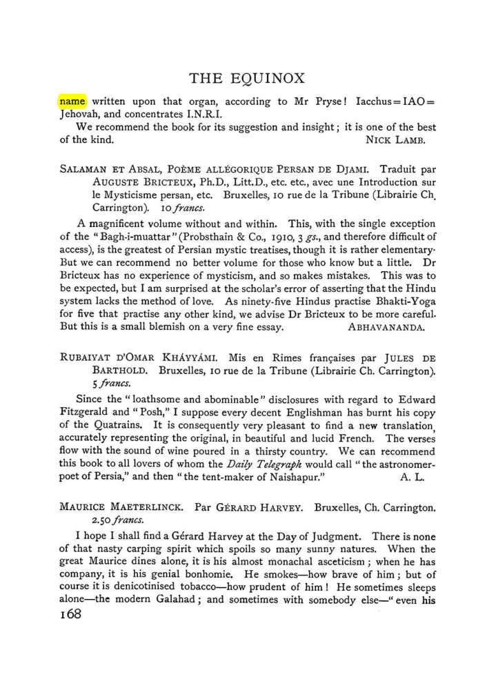 Original scan of The Equinox (Volume I, Number VI), PDF page 176