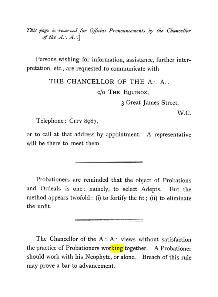 Original scan of The Equinox (Volume I, Number VI), PDF page 2