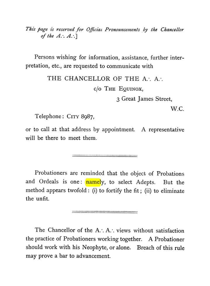 Original scan of The Equinox (Volume I, Number VI), PDF page 2
