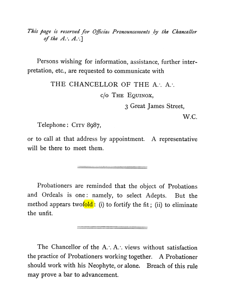 Original scan of The Equinox (Volume I, Number VI), PDF page 2