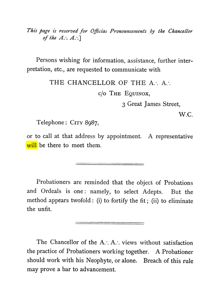 Original scan of The Equinox (Volume I, Number VI), PDF page 2