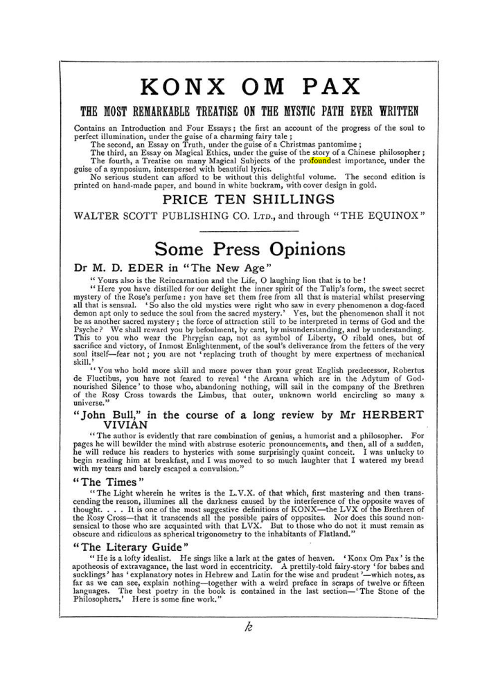 Original scan of The Equinox (Volume I, Number VI), PDF page 307