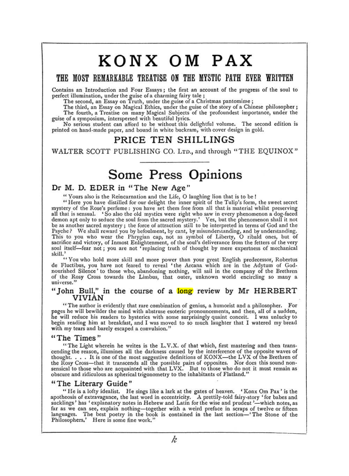 Original scan of The Equinox (Volume I, Number VI), PDF page 307