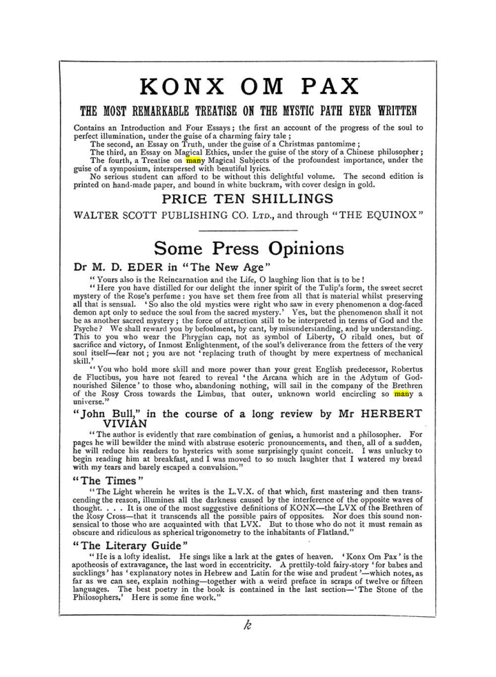 Original scan of The Equinox (Volume I, Number VI), PDF page 307