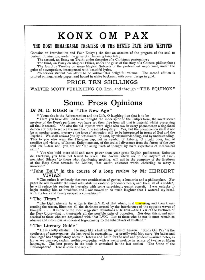 Original scan of The Equinox (Volume I, Number VI), PDF page 307
