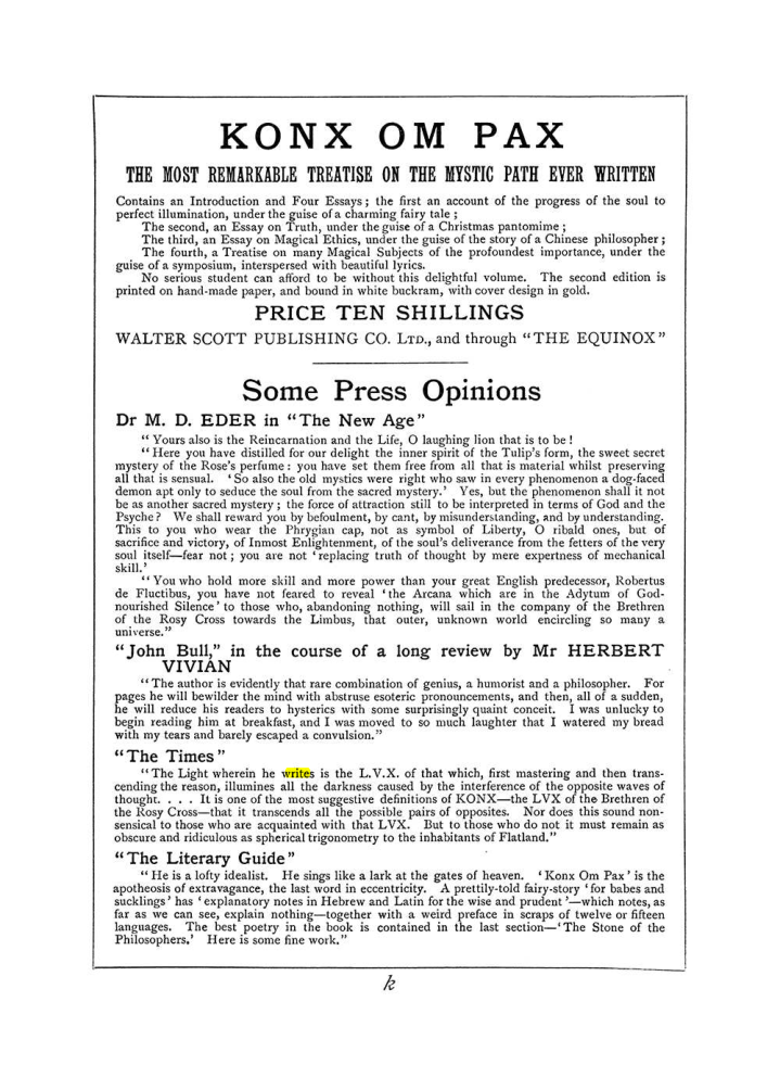 Original scan of The Equinox (Volume I, Number VI), PDF page 307