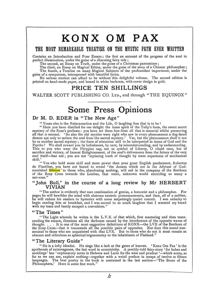 Original scan of The Equinox (Volume I, Number VI), PDF page 307