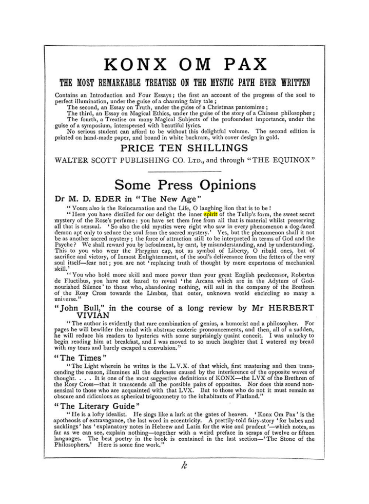 Original scan of The Equinox (Volume I, Number VI), PDF page 307